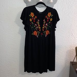 SHEIN Plus Size Embroidered Smock Dress